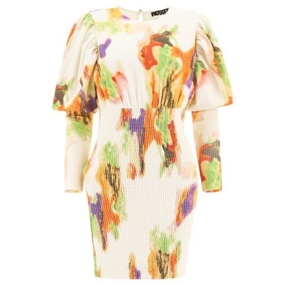 ROTATE Doris abstract-print smocked dress Size 2 - Picture 8 of 8